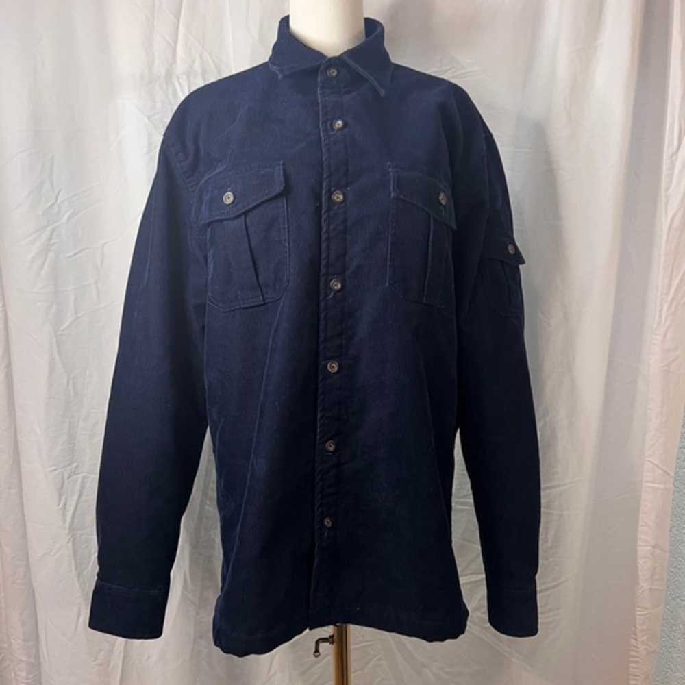 G.H. Bass & Co. Blue Corduroy Fleece-Lined Shirt – Size Medium